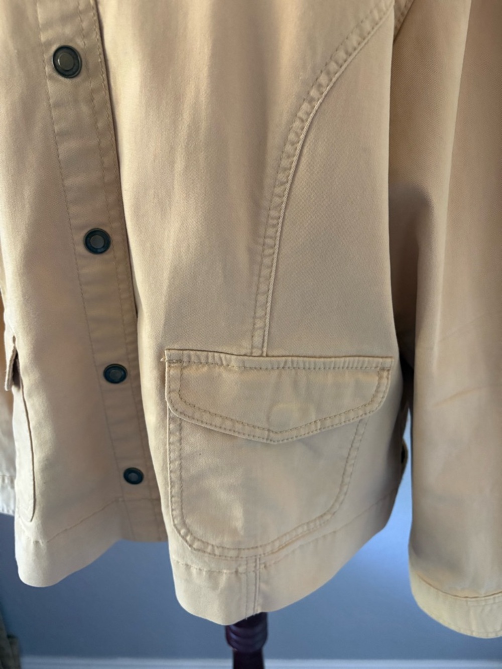 Chicos western soft cotton blend light tan embroidered detail jacket size 3 - Picture 4 of 8
